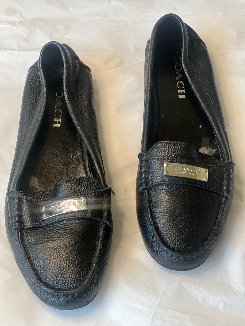 COACH FREDRICKA Women's Black Leather Penny Loafers